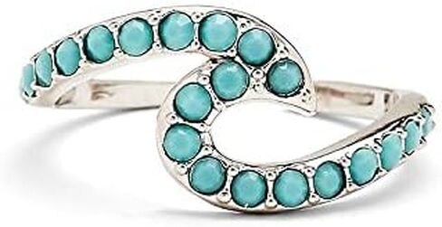 Pura Vida Rose Gold or Silver-Plated Stone Wave Toe Ring w/Opal or Turquoise - Adjustable Ends, Brass Base - One Size in Saudi Arabia