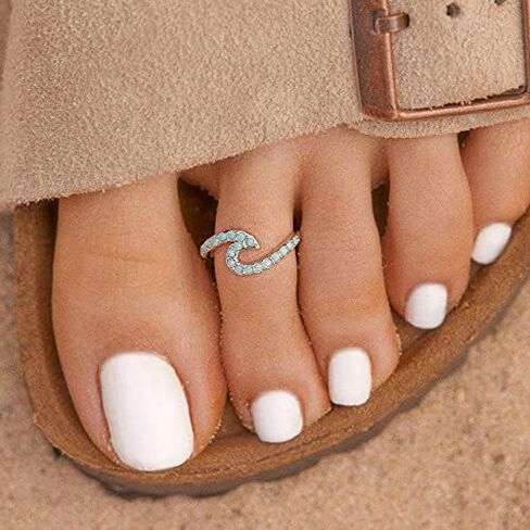 Pura Vida Rose Gold or Silver-Plated Stone Wave Toe Ring w/Opal or Turquoise - Adjustable Ends, Brass Base - One Size in Saudi Arabia