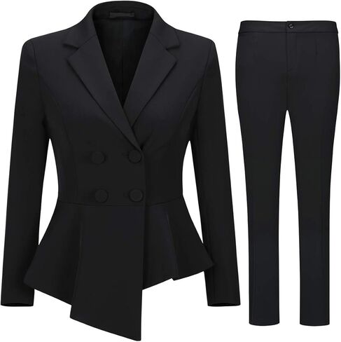 YUNCLOS Women's Double Breasted 2 Piece Suit Set 2 Button Blazer Jacket and Pants in Kuwait