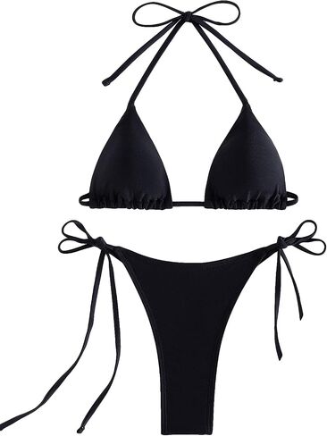 COZYEASE Women's 2 Piece Bikini Sets Tie Back Halter Triangle Bikini Tops and Tie Side Bottom Swimwear Bathing Suit in Saudi Arabia