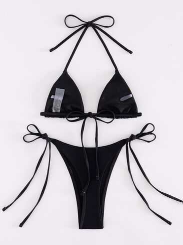 COZYEASE Women's 2 Piece Bikini Sets Tie Back Halter Triangle Bikini Tops and Tie Side Bottom Swimwear Bathing Suit in Saudi Arabia