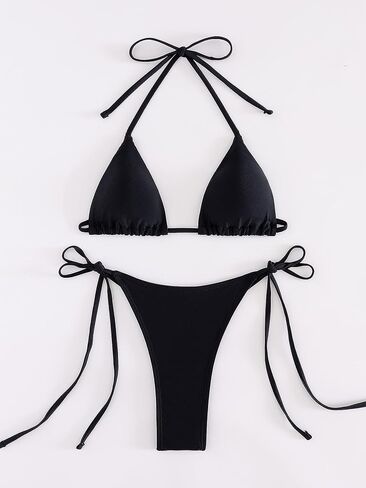 COZYEASE Women's 2 Piece Bikini Sets Tie Back Halter Triangle Bikini Tops and Tie Side Bottom Swimwear Bathing Suit in Saudi Arabia