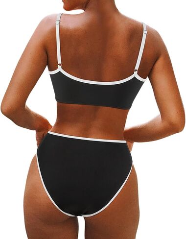 SUUKSESS Women High Waisted 2 Piece Bikini Set Cheeky High Cut Bandeau Swimsuit in Saudi Arabia