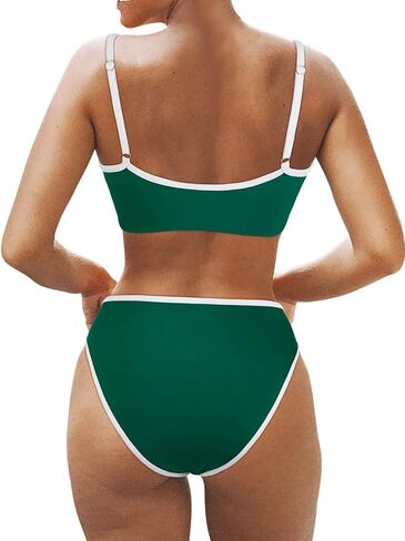 SUUKSESS Women High Waisted 2 Piece Bikini Set Cheeky High Cut Bandeau Swimsuit in Saudi Arabia