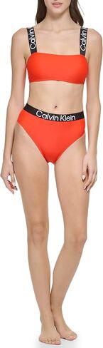 Calvin Klein womens Bra Top With Removable Soft Cups High Waist Bottom Logo Elastic 2 Piece Set in Kuwait