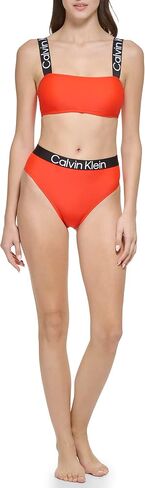 Calvin Klein womens Bra Top With Removable Soft Cups High Waist Bottom Logo Elastic 2 Piece Set in Kuwait