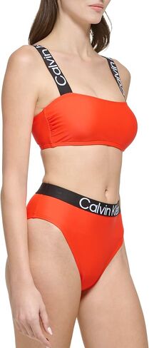 Calvin Klein womens Bra Top With Removable Soft Cups High Waist Bottom Logo Elastic 2 Piece Set in Kuwait