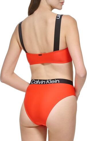 Calvin Klein womens Bra Top With Removable Soft Cups High Waist Bottom Logo Elastic 2 Piece Set in Kuwait