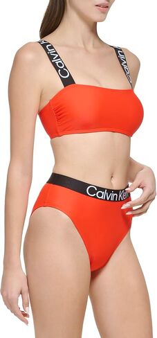 Calvin Klein womens Bra Top With Removable Soft Cups High Waist Bottom Logo Elastic 2 Piece Set in Kuwait
