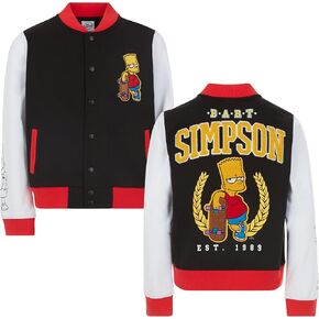 The Simpsons Boys' Bart French Terry Button Up Varsity Bomber Jacket Little Big Kid in Kuwait