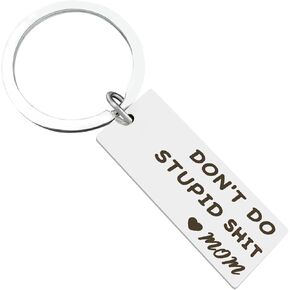 Ortarco Dont Do Stupid Keychain Love Mom, Personalized Stainless Steel Key Chain Gifts for Kids in Kuwait
