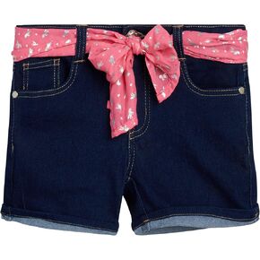 شورت البنات من dELiA*s - شورت جينز من قماش الدنيم المطاطي مع حزام وشاح (7-16) in Kuwait