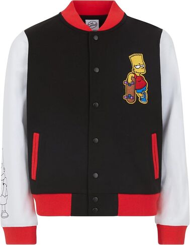 The Simpsons Boys' Bart French Terry Button Up Varsity Bomber Jacket Little Big Kid in Kuwait