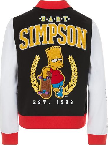 The Simpsons Boys' Bart French Terry Button Up Varsity Bomber Jacket Little Big Kid in Kuwait