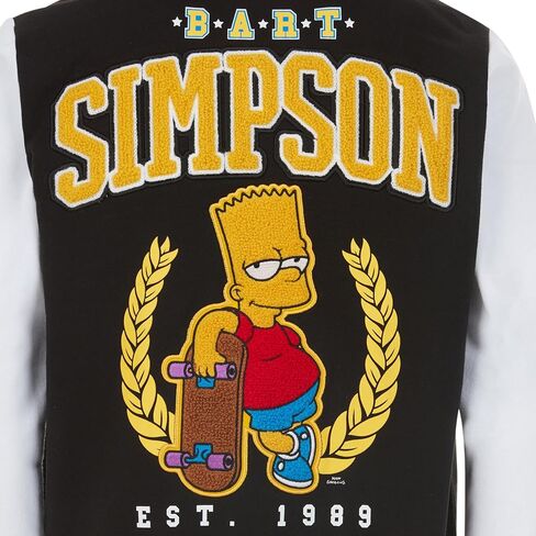 The Simpsons Boys' Bart French Terry Button Up Varsity Bomber Jacket Little Big Kid in Kuwait