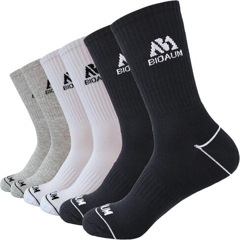 BIOAUM Men's Cushioned Crew Socks 5-6 Pairs Hiking Work Running Athletic Cotton Sports Wicking in Kuwait