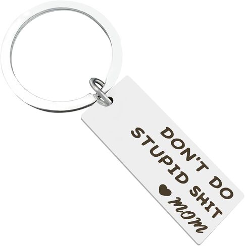 Ortarco Dont Do Stupid Keychain Love Mom, Personalized Stainless Steel Key Chain Gifts for Kids in Kuwait