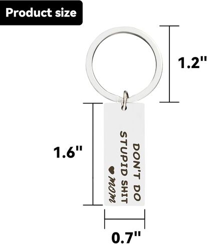 Ortarco Dont Do Stupid Keychain Love Mom, Personalized Stainless Steel Key Chain Gifts for Kids in Kuwait