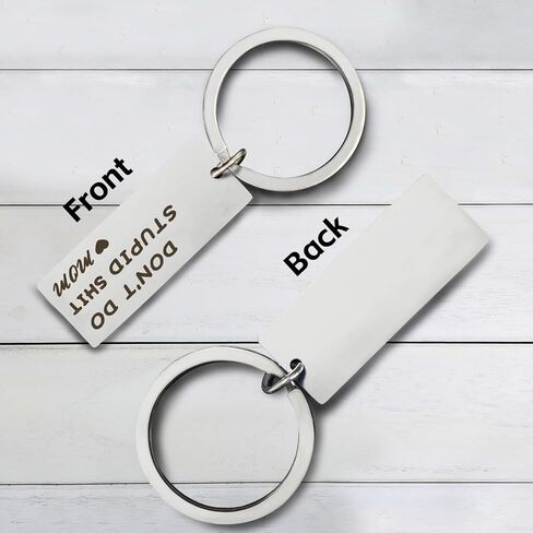 Ortarco Dont Do Stupid Keychain Love Mom, Personalized Stainless Steel Key Chain Gifts for Kids in Kuwait