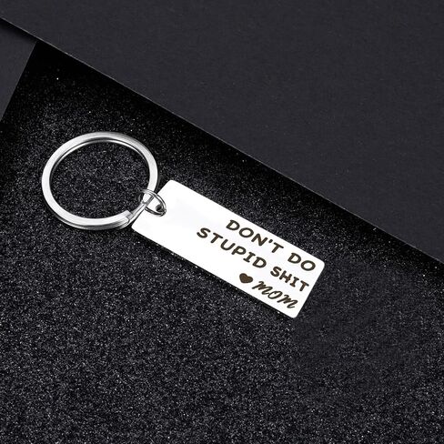 Ortarco Dont Do Stupid Keychain Love Mom, Personalized Stainless Steel Key Chain Gifts for Kids in Kuwait