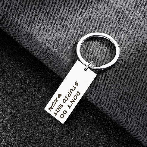 Ortarco Dont Do Stupid Keychain Love Mom, Personalized Stainless Steel Key Chain Gifts for Kids in Kuwait