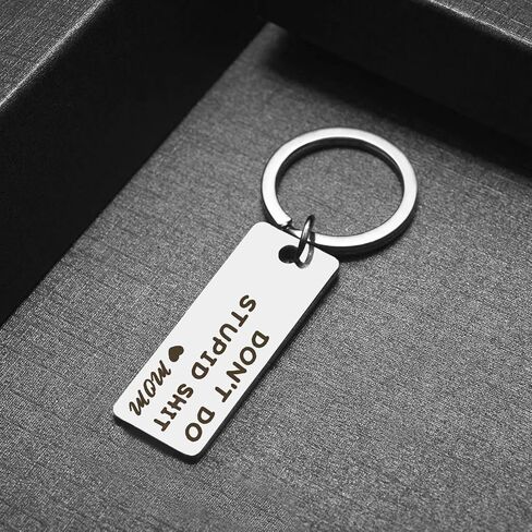 Ortarco Dont Do Stupid Keychain Love Mom, Personalized Stainless Steel Key Chain Gifts for Kids in Kuwait