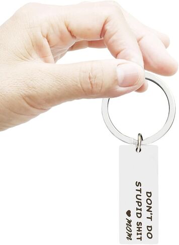 Ortarco Dont Do Stupid Keychain Love Mom, Personalized Stainless Steel Key Chain Gifts for Kids in Kuwait