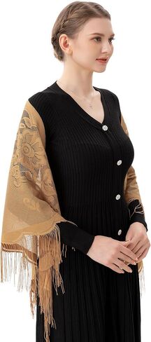 PAMOR Triangle Catholic Church Veil Chapel Veil Scarf Mantilla Veils Wrap Shawl Mass Head Covering with Fringe Trim in Saudi Arabia