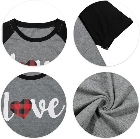 قمصان عيد الحب قميص بيسبول على شكل قلب - قمصان منقوشة برسومات قلب الحب 3/4 كم للنساء قمصان راجلان لطيفة in Kuwait