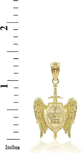 Certified 10k Gold Saint Michael Archangel Wings Cross Sword Shield"QUIS UT DEUS" Pendant in Saudi Arabia