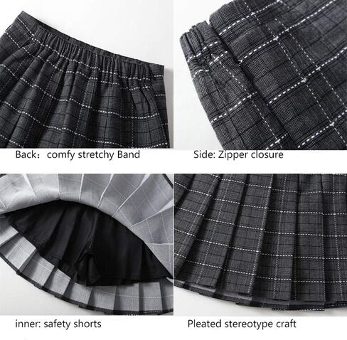 تنانير مدرسية صغيرة منقوشة ذات ثنيات للفتيات الكبيرات من Gothden مع تنورة مريحة قابلة للتمدد مقاس 2-14 سنة in Kuwait