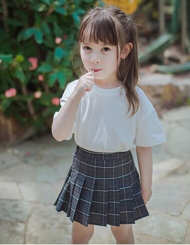 تنانير مدرسية صغيرة منقوشة ذات ثنيات للفتيات الكبيرات من Gothden مع تنورة مريحة قابلة للتمدد مقاس 2-14 سنة in Kuwait