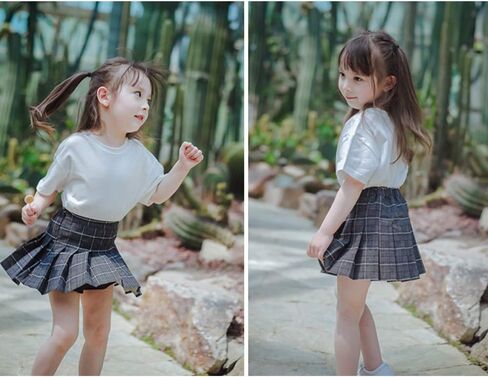 تنانير مدرسية صغيرة منقوشة ذات ثنيات للفتيات الكبيرات من Gothden مع تنورة مريحة قابلة للتمدد مقاس 2-14 سنة in Kuwait