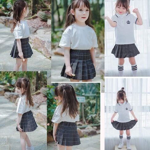 تنانير مدرسية صغيرة منقوشة ذات ثنيات للفتيات الكبيرات من Gothden مع تنورة مريحة قابلة للتمدد مقاس 2-14 سنة in Kuwait