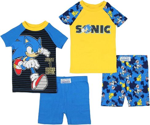 Sonic The Hedgehog Boys' 1 More Level 4 Piece Short Sleeve Pajama Set in Saudi Arabia