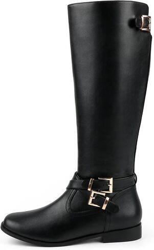 أحذية JOY IN LOVE النسائية المسطحة حتى الركبة، أحذية طويلة للشتاء بكعب منخفض مكتنز in Kuwait