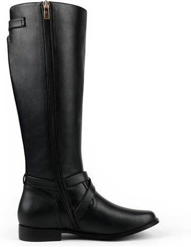 أحذية JOY IN LOVE النسائية المسطحة حتى الركبة، أحذية طويلة للشتاء بكعب منخفض مكتنز in Kuwait