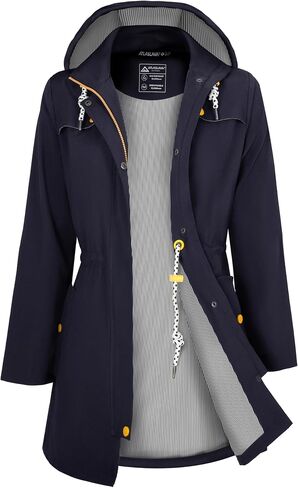 ATLASLAVA Rain Jacket Women Waterproof Long Lightweight Raincoat Hooded Windbreaker Outdoor Trench Coat in Saudi Arabia