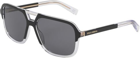 Dolce & Gabbana Men's Round Fashion Sunglasses, Top Black/Crystal/Dark Grey, One Size in Saudi Arabia