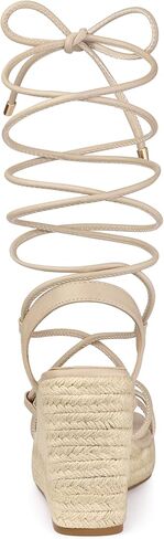 Allegra K Women's Lace Up Platform Square Heel Espadrilles Wedge Sandals in Kuwait