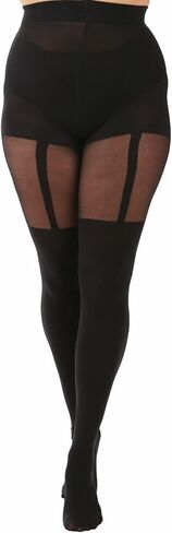 لباس ضيق ذو تأثير الحمالات مقاس كبير، أسود. جوارب طويلة ذات تأثير عالي للفخذ. المقاسات XL-5XL [صنع في إيطاليا] in Kuwait