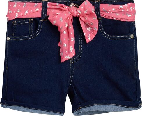 شورت البنات من dELiA*s - شورت جينز من قماش الدنيم المطاطي مع حزام وشاح (7-16) in Kuwait