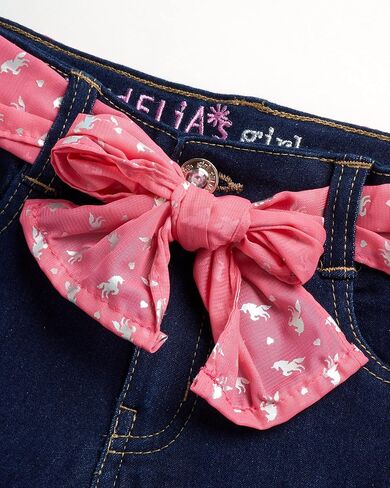 شورت البنات من dELiA*s - شورت جينز من قماش الدنيم المطاطي مع حزام وشاح (7-16) in Kuwait