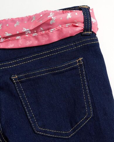 شورت البنات من dELiA*s - شورت جينز من قماش الدنيم المطاطي مع حزام وشاح (7-16) in Kuwait