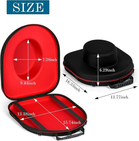 Qriocioa Cowboy Hats Proof Box for Travel - Crush Proof Cowboy Hat Case Box Carrier Case Protects up to 2 Cowboy Hats for Stetson with ID Slot, Carrying Handle, Adjustable Carry Strap - Large in Kuwait