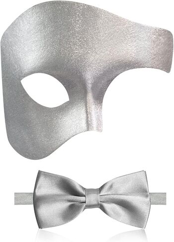 IncreDecor Masquerade Mask for Men Phantom of The Opera Half Face Mask with Bowtie – Halloween Masquerade Mardi Gras Party in Saudi Arabia
