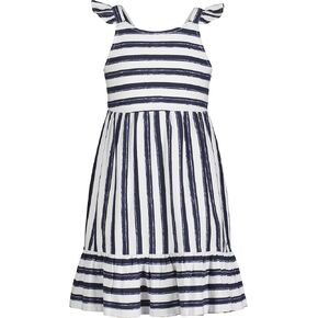 Nautica Girls' Printed Flutter Dress, Sleeveless with Ruffled Shoulders & Cinched Waist