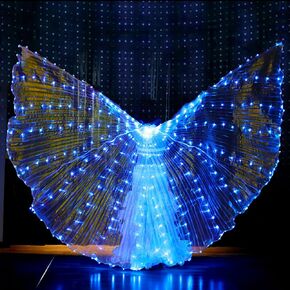 Kaskamo LED Belly Dance Costume，Light Up IsIs Wings for Women Adults，Carnival Rave Attire for Holiday Party