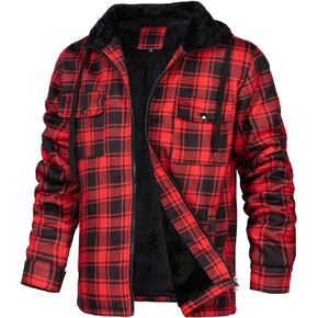 سترات DUOFIER للرجال قمصان منقوشة وسترة مبطنة بالصوف وقمصان من الفلانيل وسترات شيربا بغطاء للرأس in Kuwait