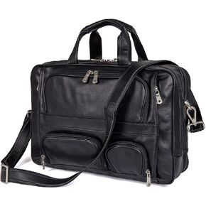 Augus Business Travel Briefcase Genuine Leather Duffel Bags for Men Laptop Bag fits 15.6 inches Laptop in Saudi Arabia